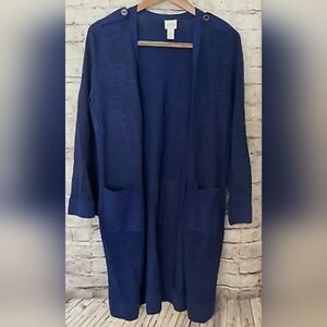 Chicos Women's Blue Open Tunic Midi Length. Size 2